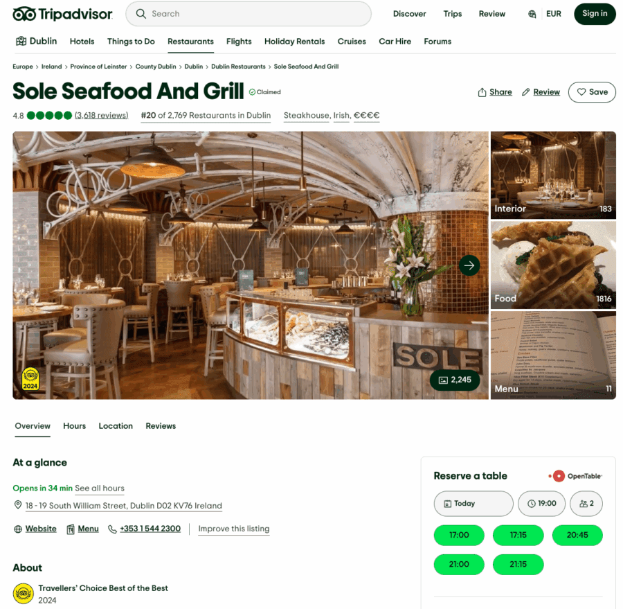 Rated Best Seafood Restaurant in Dublin On TripAdvisor